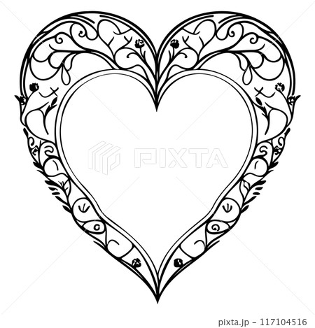 Love heart ornament flower valentine illustration draw Love heart ornament flower valentine illustration draw 117104516