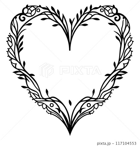 Love heart ornament flower valentine illustration draw  117104553