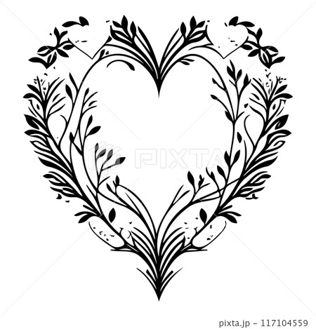 Love heart ornament flower valentine illustration draw Love heart ornament flower valentine illustration draw 117104559
