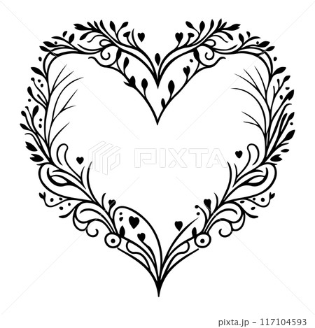 Love heart ornament flower valentine illustration draw Love heart ornament flower valentine illustration draw 117104593