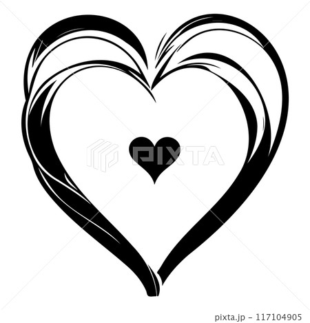 love heart doodle valentine illustration sketch draw black 117104905