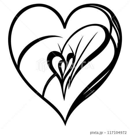 love heart doodle valentine illustration sketch draw black 117104972