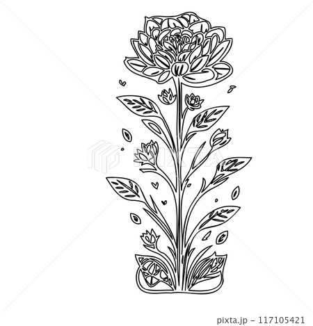 flower plant outline illustration sketch flower plant outline illustration sketch 117105421
