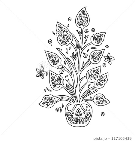 flower plant outline illustration sketch  117105439