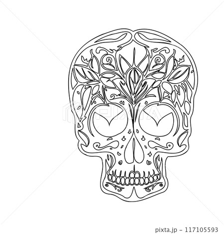 day of the dead skull outline illustration sketch day of the dead skull outline illustration sketch 117105593