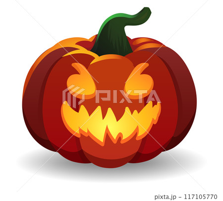 Autumn holiday pumpkin lantern. Halloween cartoon icon 117105770