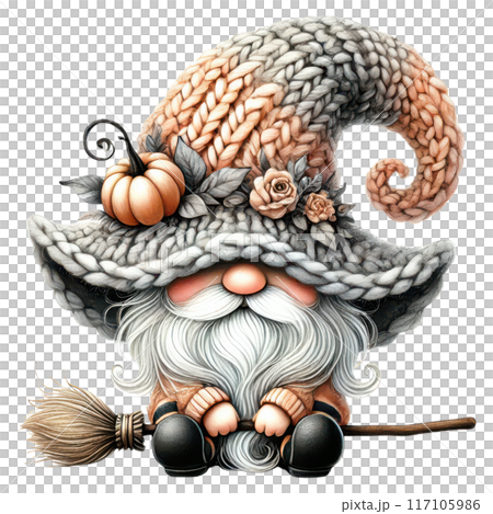 Adorable Halloween Gnome Watercolor Illustration - Pastel Witchy Gnome with Knitted Hat, Pumpkin, Broom - Whimsical Fall Clipart for Seasonal Projects Adorable Halloween Gnome Watercolor Illustration - Pastel Witchy Gnome with Knitted Hat, Pumpkin, Broom - Whimsical Fall Clipart for Seasonal Projects 117105986