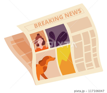 Newspaper with breaking news cartoon icon. Daily press 117106047