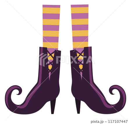 Witch feet. Magic fairytale character legs icon 117107447