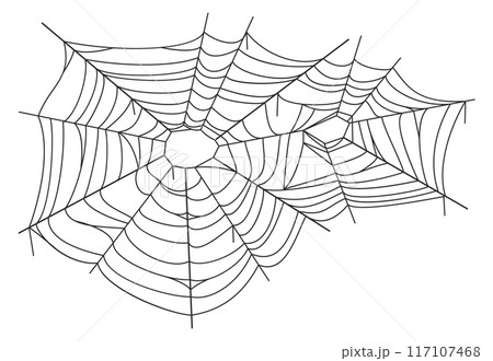 Spooky cobweb decoration. Scary holiday party element 117107468