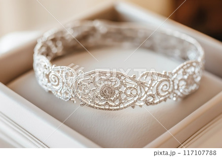 Elegant bridal tiara in a presentation box Elegant bridal tiara in a presentation box 117107788
