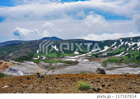 北海道　大雪山縦走　北鎮岳分岐から御鉢平を望む 117107814