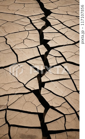 Upward fissures on the ground surface Upward fissures on the ground surface 117107856