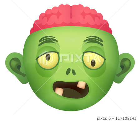 Funny zombie face. Cartoon emoji. Monster expression 117108143