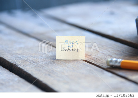 Back to school tag, vintage background. 117108562