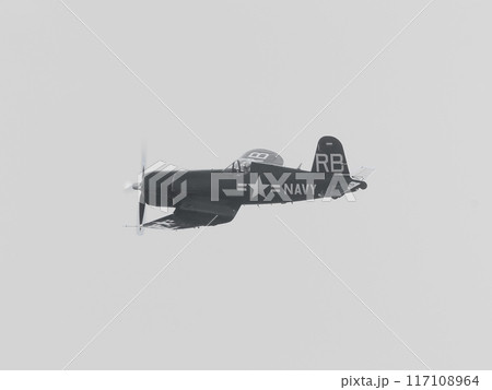 旋回するアメリカ海軍ヴォートF4U-4コルセア艦上戦闘機 117108964