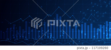Financial technology and business analysis background. Virtual big data science illustration. 117109260