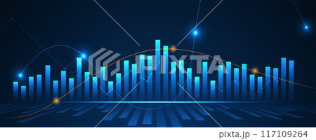 Financial technology and business analysis background. Virtual big data science illustration. Financial technology and business analysis background. Virtual big data science illustration. 117109264