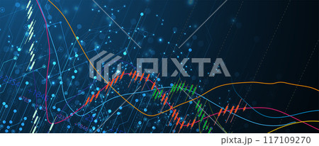 Financial technology and business analysis background. Virtual big data science illustration. 117109270