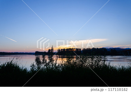 Mission Bridge over the Fraser River at sunset -Mission, BC, Canada Mission Bridge over the Fraser River at sunset -Mission, BC, Canada 117110182