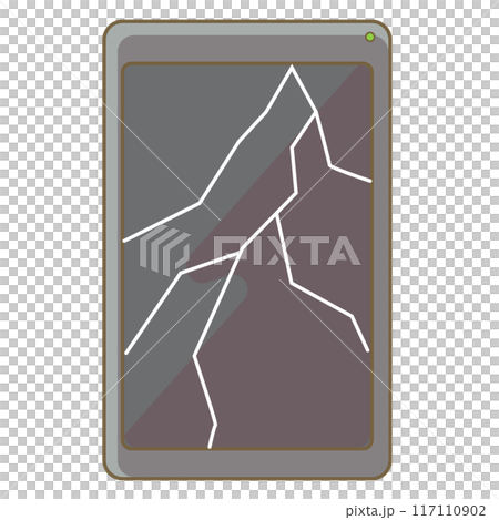 Smartphone with a large crack in the screen Smartphone with a large crack in the screen 117110902