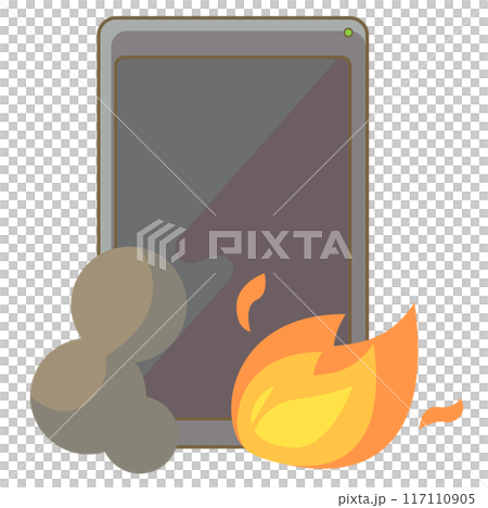 Illustration of a hot smartphone catching fire 117110905
