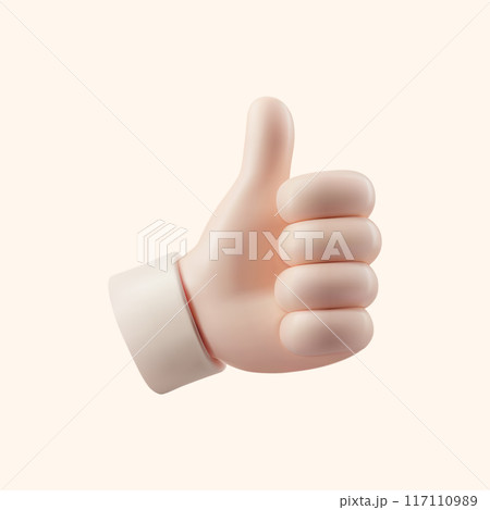 3d rendering of a human hand isolated on a white background. Realistic 3d vector illustration 117110989