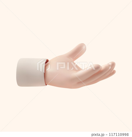 3d rendering of a human hand isolated on a white background. Realistic 3d vector illustration 3d rendering of a human hand isolated on a white background. Realistic 3d vector illustration 117110998