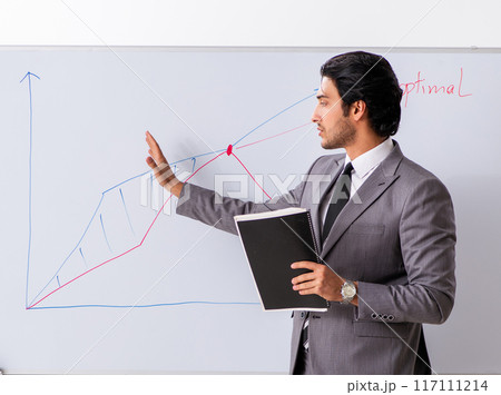 Young handsome businessman in front of whiteboard 117111214