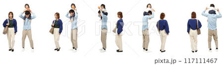 肩車幼児女の子ファミリー家族の全身人物切り抜き素材 肩車幼児女の子ファミリー家族の全身人物切り抜き素材 117111467