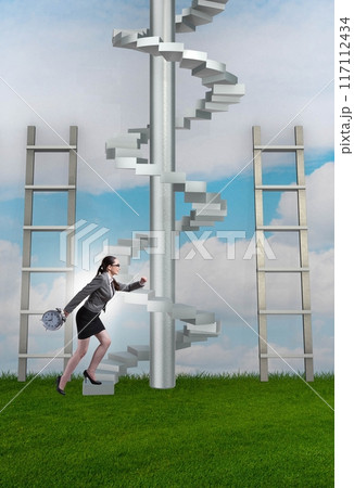 Career progression concept with ladders and staircase 117112434