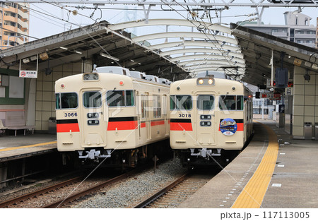 山陽電気鉄道 山陽垂水駅で並んだ電車 山陽電気鉄道 山陽垂水駅で並んだ電車 117113005