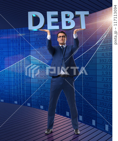 Businessman in debt business concept Businessman in debt business concept 117113094