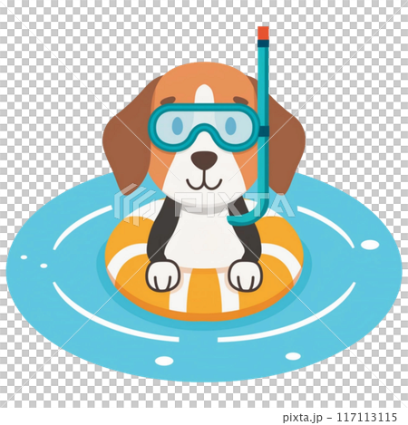 Beagle enjoying snorkeling 3 / Flyer and poster material 117113115
