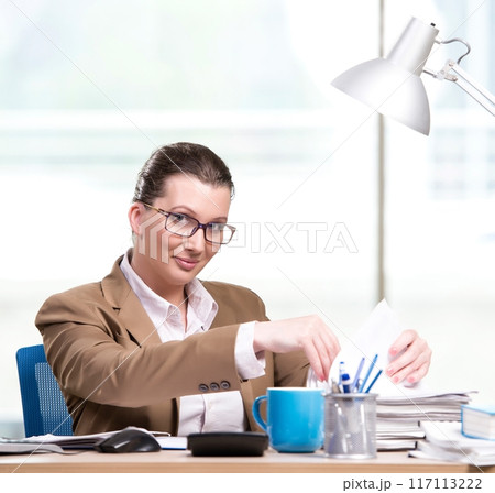 Businesswoman working in the office 117113222
