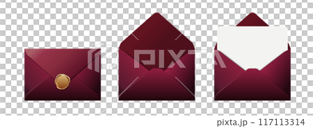 ワインレッドの封筒・招待状のイラスト 117113314