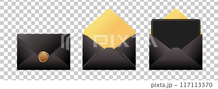 Black envelope and invitation illustration 117113370
