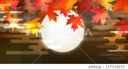 紅葉 月見 秋 背景 紅葉 月見 秋 背景 117114223