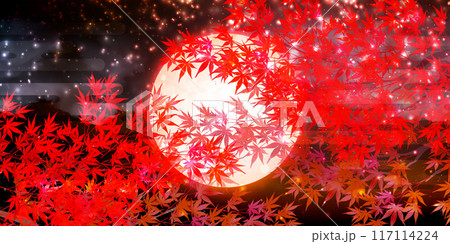紅葉　月見　秋　背景	 117114224