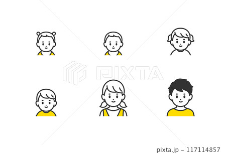 赤ちゃん･子どもの上半身セット【人物ベクターイラスト素材】 117114857