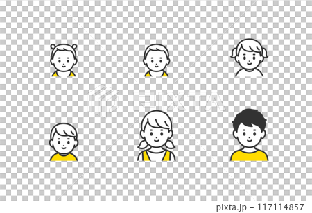 赤ちゃん･子どもの上半身セット【人物ベクターイラスト素材】 117114857
