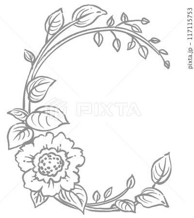 エレガントな花を使ったデザイン文字。「C」。ベクター素材。 117115753