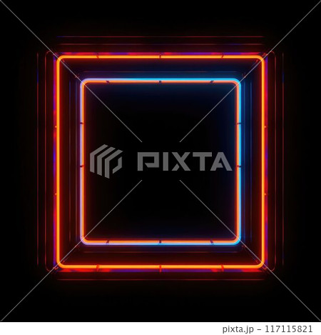 Glowing neon square light frame with vibrant color on dark background. AIG35. Glowing neon square light frame with vibrant color on dark background. AIG35. 117115821