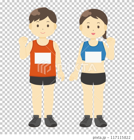 穿著田徑服的男女插畫 穿著田徑服的男女插畫 117115822
