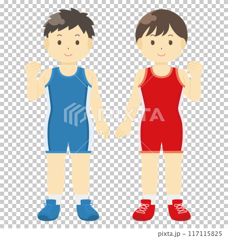 穿著摔角製服的男人和女人的插圖 117115825