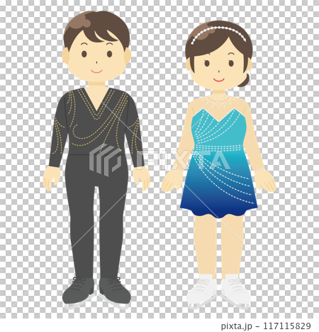 男性和女性花式滑冰運動員的插圖 117115829