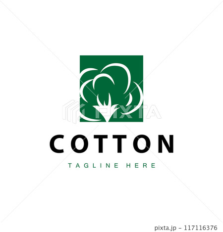 cotton logo design flower soft cotton organic plant textile material clothing illustration template 117116376