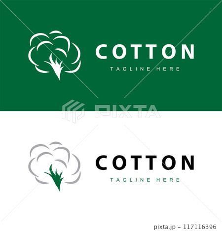cotton logo design flower soft cotton organic plant textile material clothing illustration template 117116396