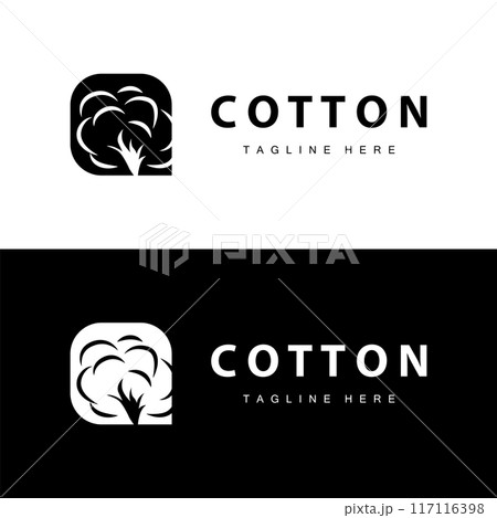 cotton logo design flower soft cotton organic plant textile material clothing illustration template 117116398