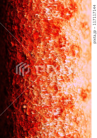 真っ赤な溶岩のように鮮やかに発色する錆ついた金属模様テクスチャー（レタッチ＆色彩加工素材） 117117144